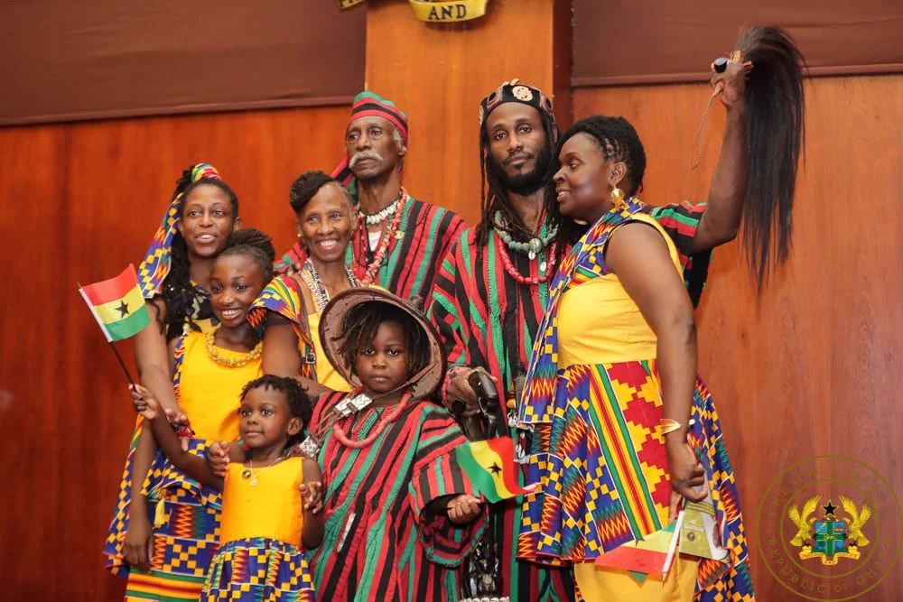Ọbádélé Kambon with family in Ghana