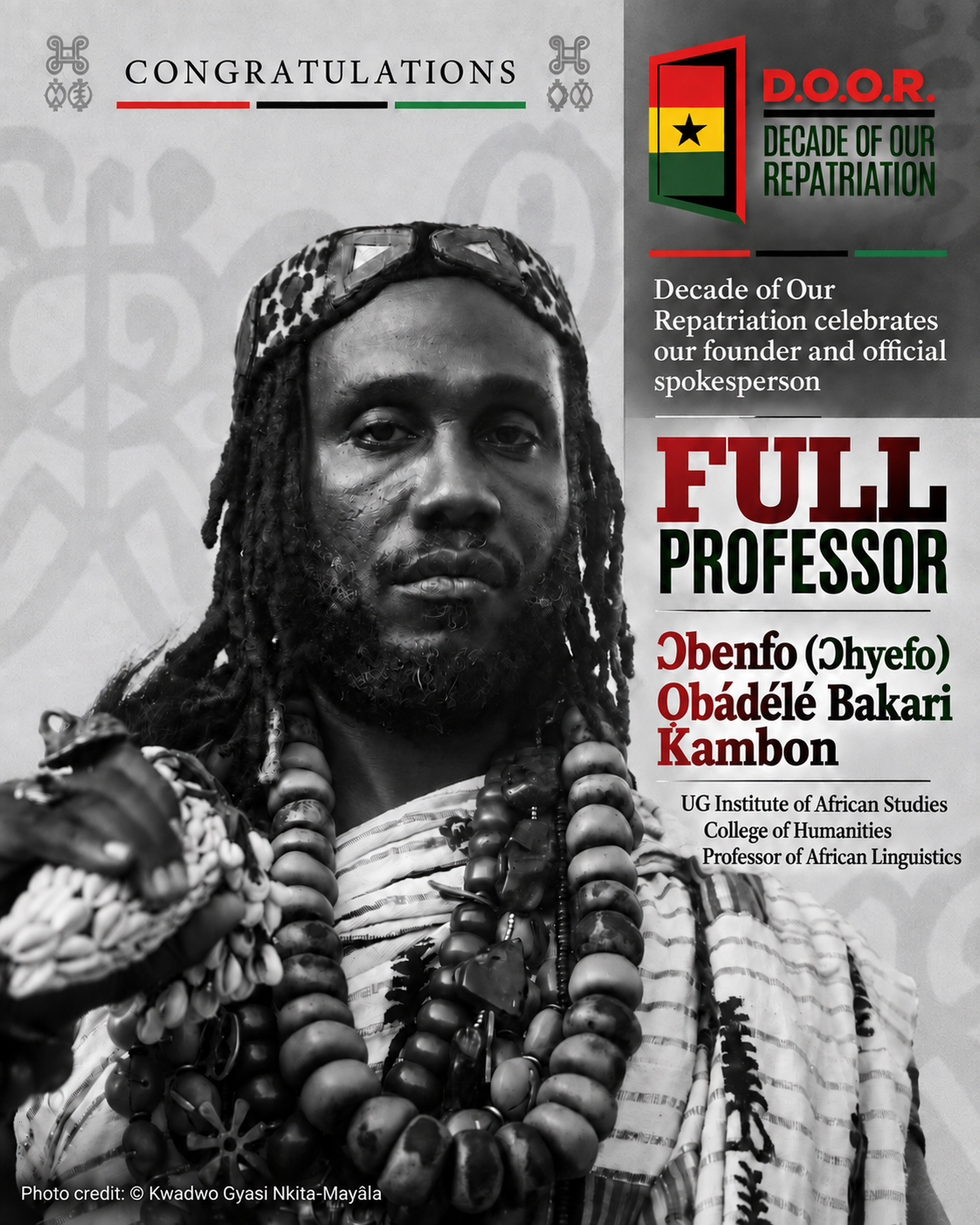 Full Professor commemorative portrait, vertical editorial composition