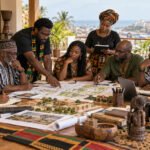 Black scholars, builders, educators, artists, and entrepreneurs planning durable community institutions together in Ghana