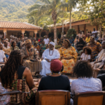 Black families, scholars, elders, and organizers gathered in a Ghanaian courtyard for purposeful dialogue